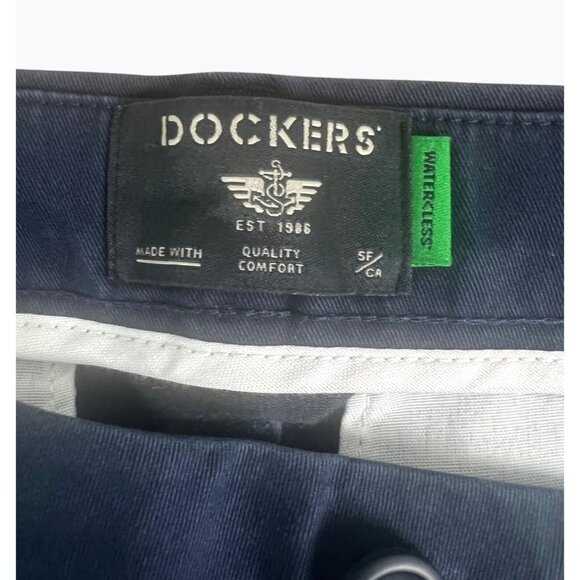 Dockers Womens High Straight Fit Ankle Weekend Chino Pants Blue Cotton Blend 34 - Picture 14 of 16